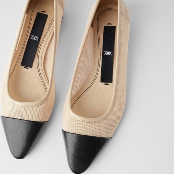 Zara Cap Toe Mesh Ballet Pointed Flats - Picture 1 of 8